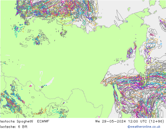 Eşrüzgar Hızları Spaghetti ECMWF Çar 29.05.2024 12 UTC