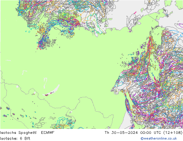 Isotaca Spaghetti ECMWF jue 30.05.2024 00 UTC