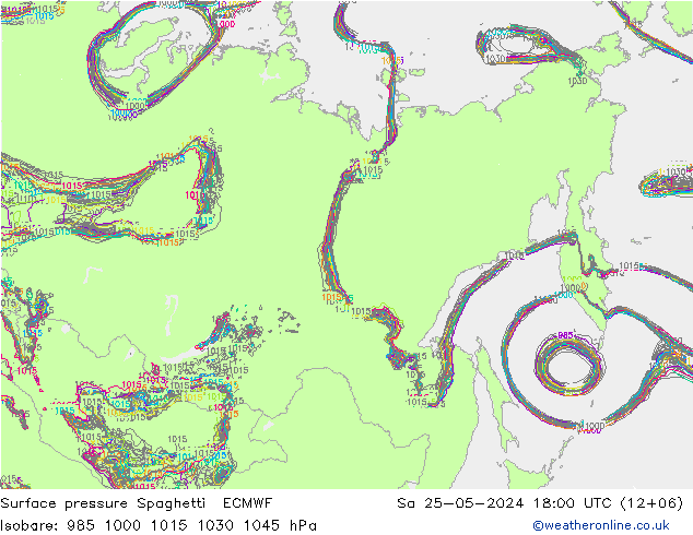 ciśnienie Spaghetti ECMWF so. 25.05.2024 18 UTC