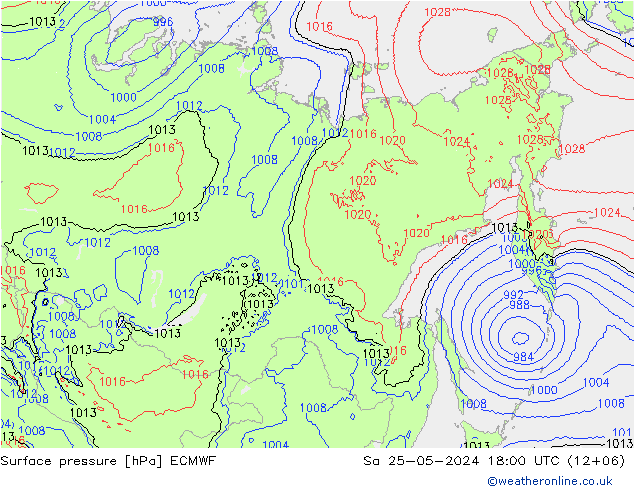 Surface pressure ECMWF Sa 25.05.2024 18 UTC