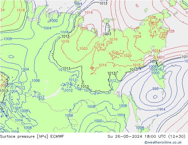 Bodendruck ECMWF So 26.05.2024 18 UTC