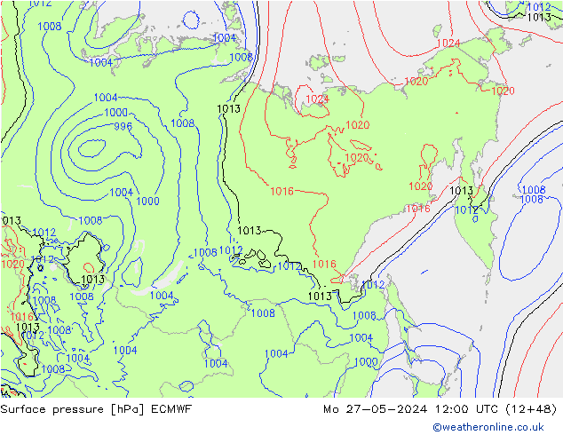 pressão do solo ECMWF Seg 27.05.2024 12 UTC