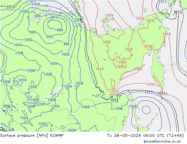 Presión superficial ECMWF mar 28.05.2024 06 UTC