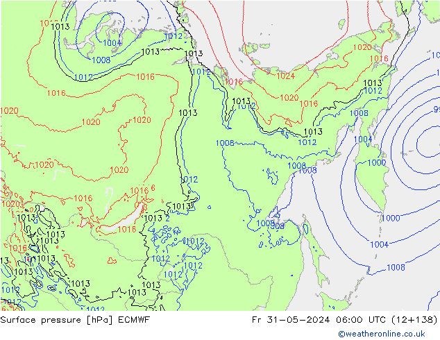 Surface pressure ECMWF Fr 31.05.2024 06 UTC