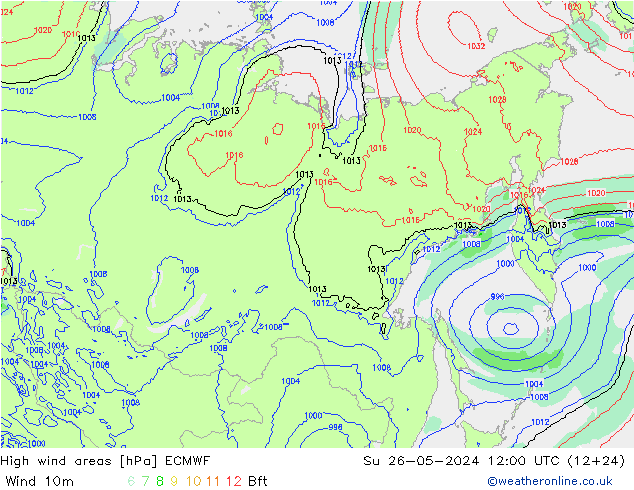 High wind areas ECMWF Su 26.05.2024 12 UTC