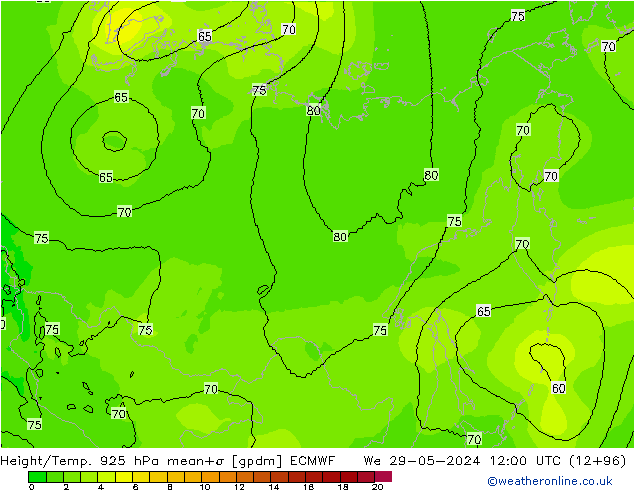 Yükseklik/Sıc. 925 hPa ECMWF Çar 29.05.2024 12 UTC