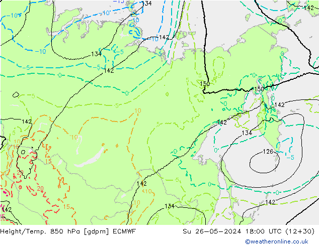 Géop./Temp. 850 hPa ECMWF dim 26.05.2024 18 UTC