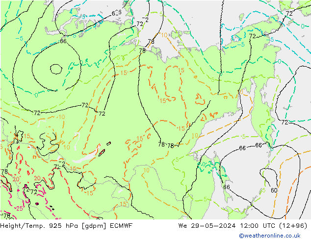 Yükseklik/Sıc. 925 hPa ECMWF Çar 29.05.2024 12 UTC