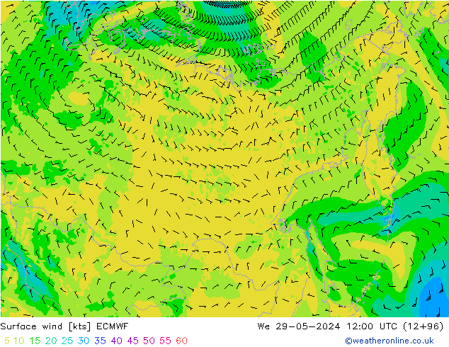 Viento 10 m ECMWF mié 29.05.2024 12 UTC