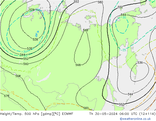 Yükseklik/Sıc. 500 hPa ECMWF Per 30.05.2024 06 UTC