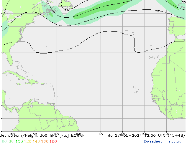 Jet stream/Height 300 hPa ECMWF Mo 27.05.2024 12 UTC