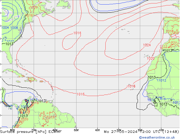 pressão do solo ECMWF Seg 27.05.2024 12 UTC