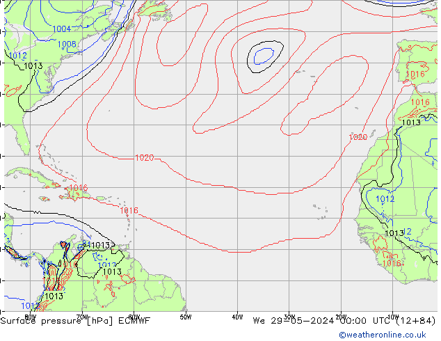 Surface pressure ECMWF We 29.05.2024 00 UTC