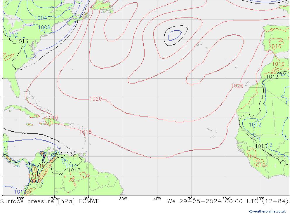 Surface pressure ECMWF We 29.05.2024 00 UTC