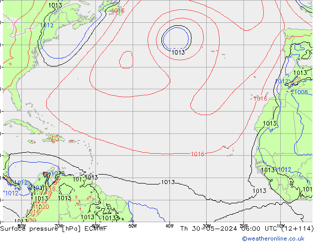 Surface pressure ECMWF Th 30.05.2024 06 UTC