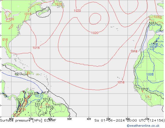 Atmosférický tlak ECMWF So 01.06.2024 00 UTC