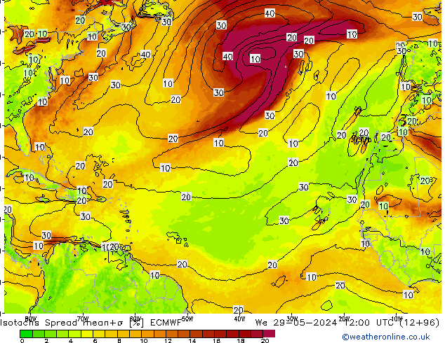 Isotachs Spread ECMWF We 29.05.2024 12 UTC