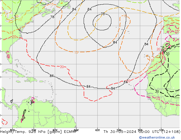 Height/Temp. 925 hPa ECMWF Th 30.05.2024 00 UTC