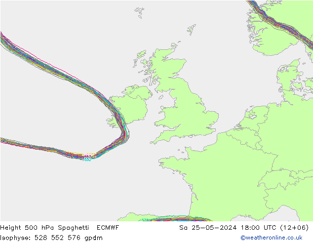 500 hPa Yüksekliği Spaghetti ECMWF Cts 25.05.2024 18 UTC