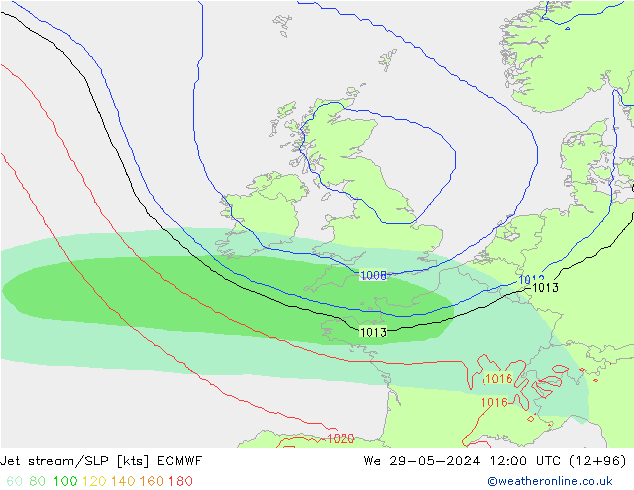 джет/приземное давление ECMWF ср 29.05.2024 12 UTC