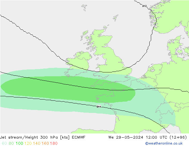 Jet stream/Height 300 hPa ECMWF We 29.05.2024 12 UTC