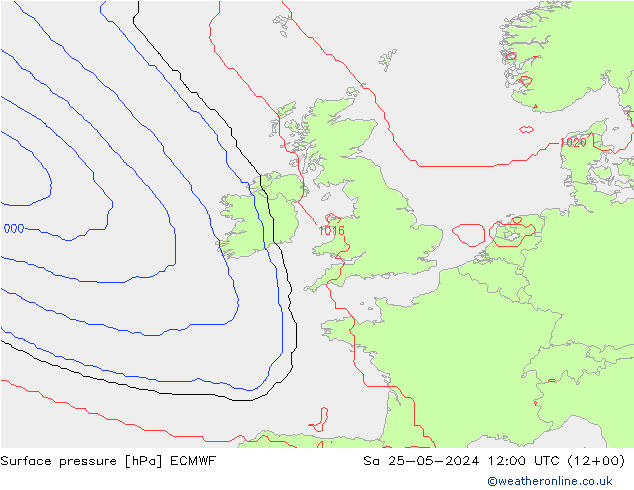 ciśnienie ECMWF so. 25.05.2024 12 UTC