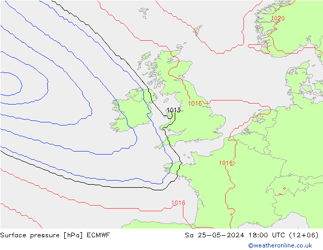 Pressione al suolo ECMWF sab 25.05.2024 18 UTC