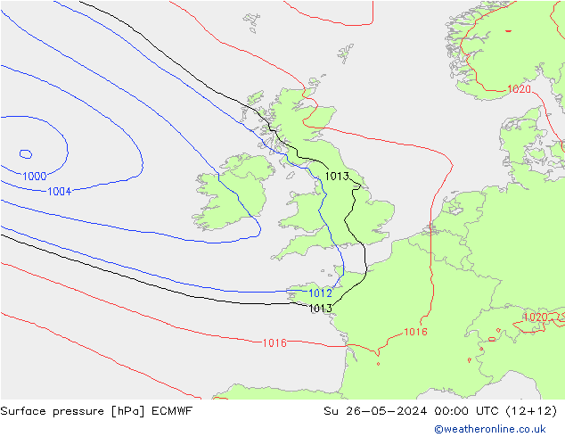 pression de l'air ECMWF dim 26.05.2024 00 UTC