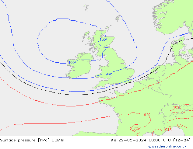 Surface pressure ECMWF We 29.05.2024 00 UTC