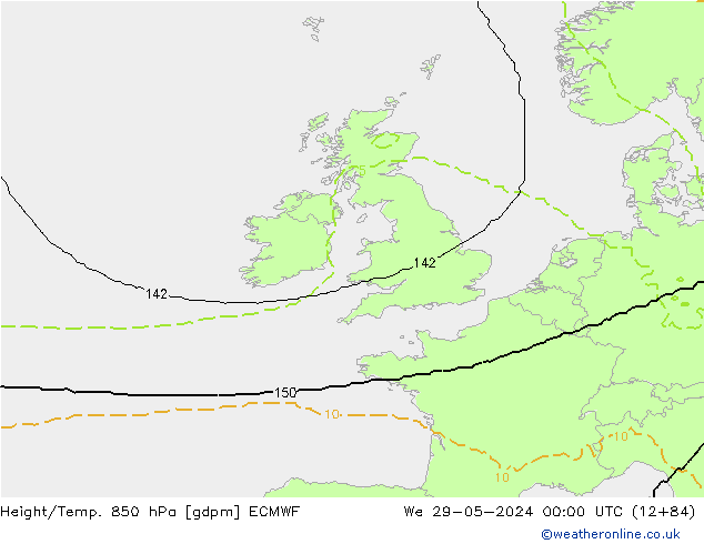 Height/Temp. 850 hPa ECMWF mer 29.05.2024 00 UTC