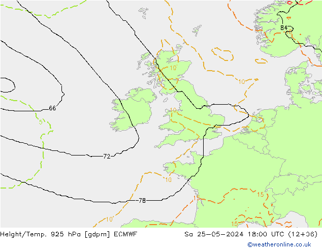 Height/Temp. 925 гПа ECMWF сб 25.05.2024 18 UTC