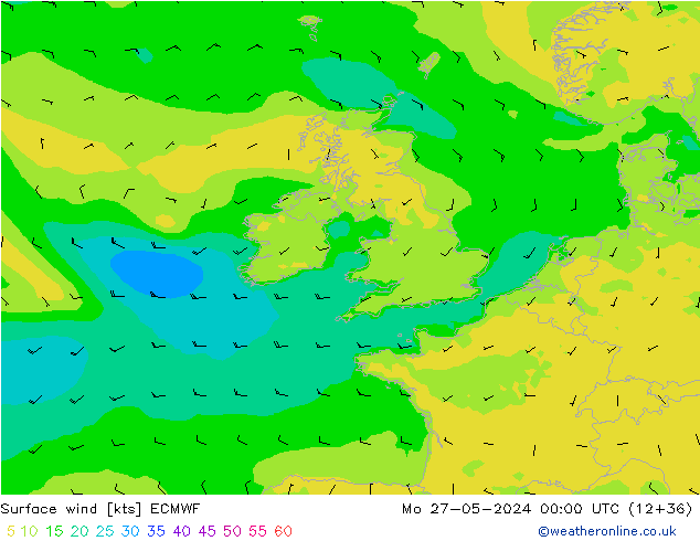 Vento 10 m ECMWF Seg 27.05.2024 00 UTC