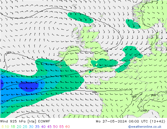 Vento 925 hPa ECMWF Seg 27.05.2024 06 UTC