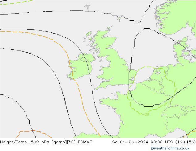 Height/Temp. 500 hPa ECMWF Sa 01.06.2024 00 UTC