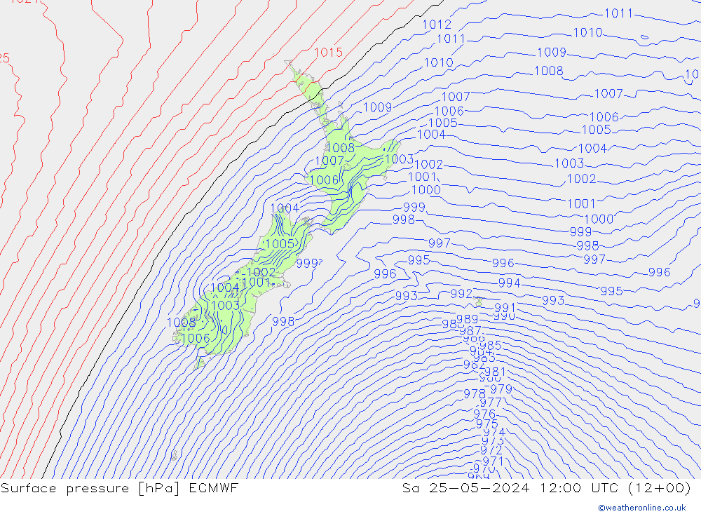 Surface pressure ECMWF Sa 25.05.2024 12 UTC