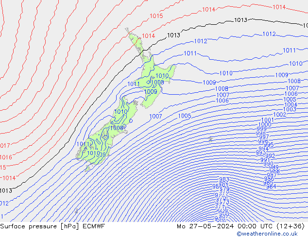 Pressione al suolo ECMWF lun 27.05.2024 00 UTC