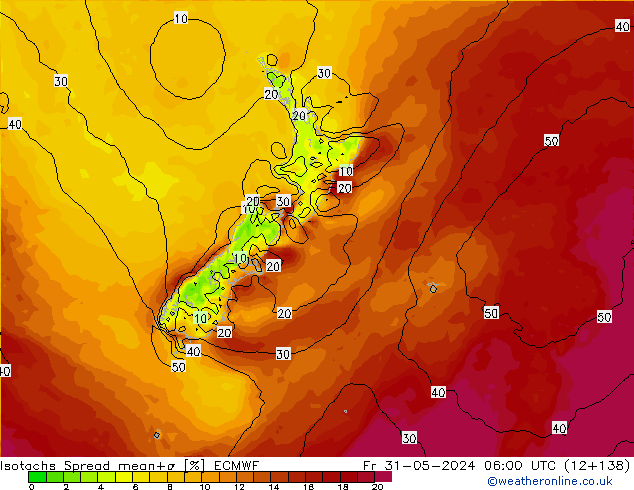 Isotachs Spread ECMWF Fr 31.05.2024 06 UTC