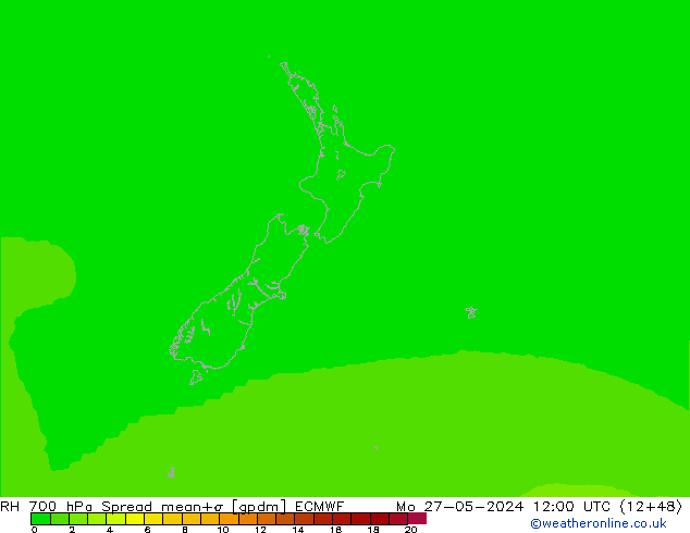 RH 700 hPa Spread ECMWF  27.05.2024 12 UTC