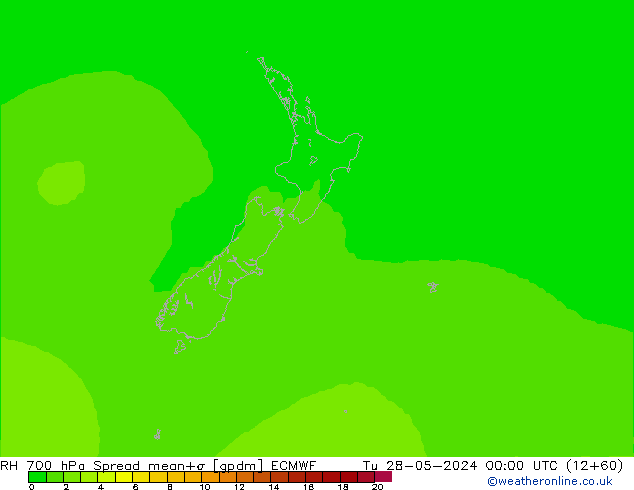 RH 700 hPa Spread ECMWF Tu 28.05.2024 00 UTC