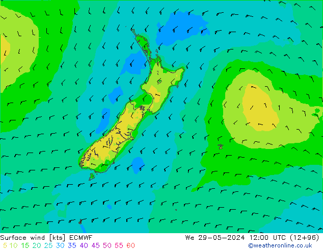 Surface wind ECMWF We 29.05.2024 12 UTC