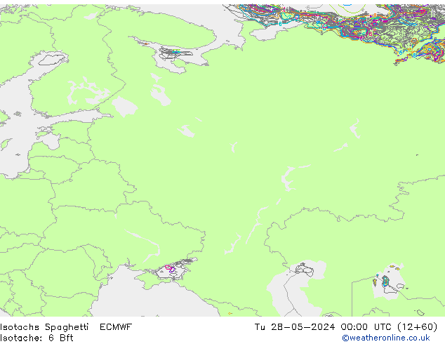 Isotachs Spaghetti ECMWF Ter 28.05.2024 00 UTC