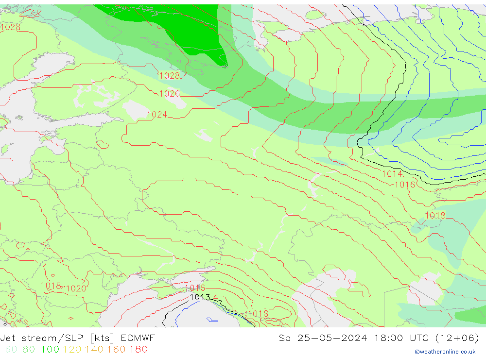 Jet stream/SLP ECMWF Sa 25.05.2024 18 UTC