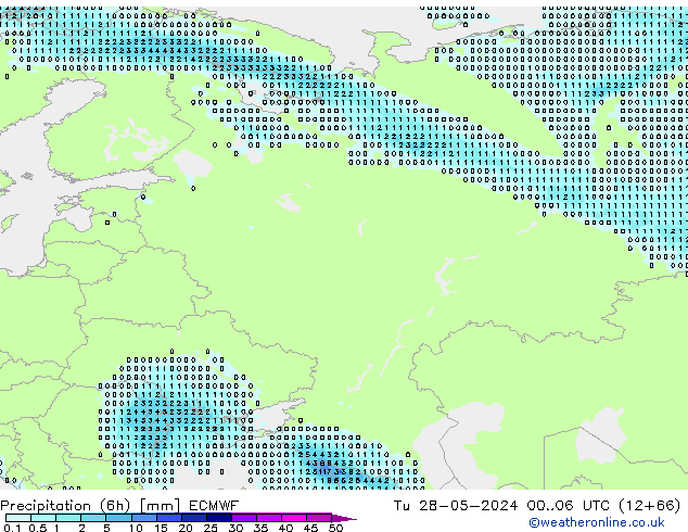 Precipitation (6h) ECMWF Tu 28.05.2024 06 UTC
