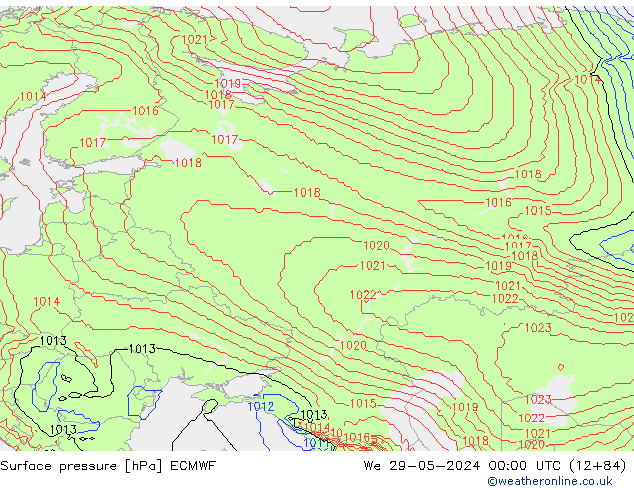 pressão do solo ECMWF Qua 29.05.2024 00 UTC