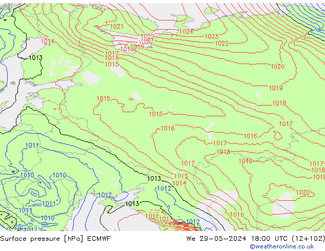 Yer basıncı ECMWF Çar 29.05.2024 18 UTC