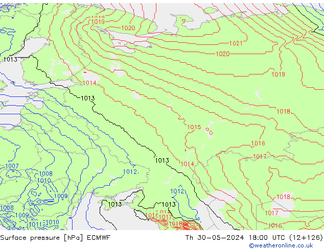 Bodendruck ECMWF Do 30.05.2024 18 UTC