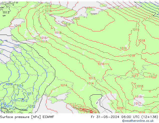 Pressione al suolo ECMWF ven 31.05.2024 06 UTC