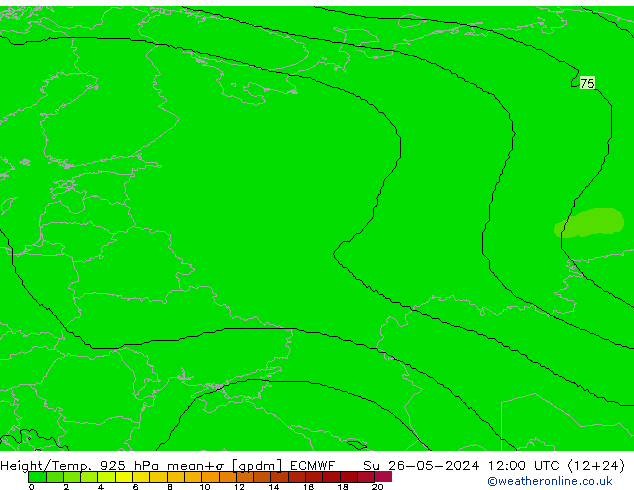 Height/Temp. 925 hPa ECMWF Su 26.05.2024 12 UTC