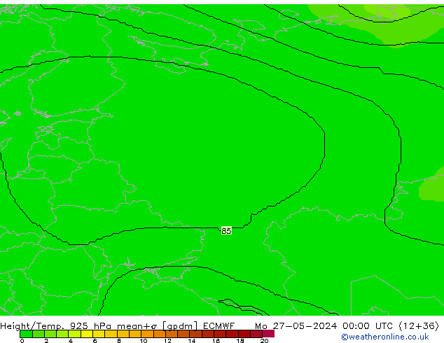 Height/Temp. 925 hPa ECMWF Mo 27.05.2024 00 UTC