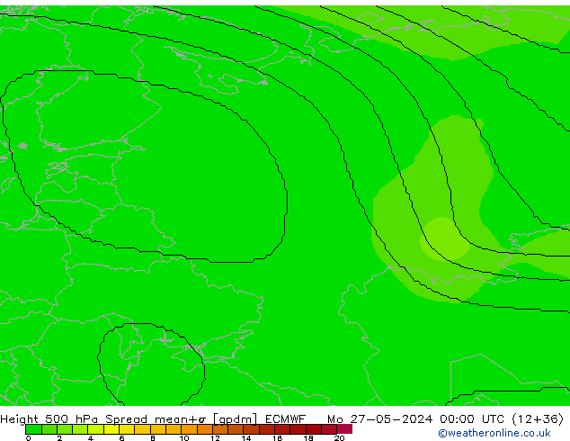 Height 500 hPa Spread ECMWF  27.05.2024 00 UTC